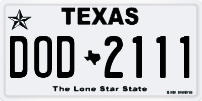 TX license plate DOD2111