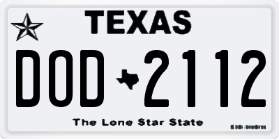 TX license plate DOD2112