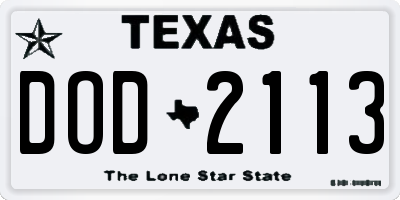 TX license plate DOD2113