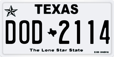 TX license plate DOD2114