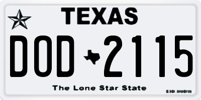 TX license plate DOD2115