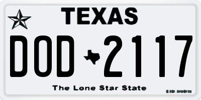 TX license plate DOD2117