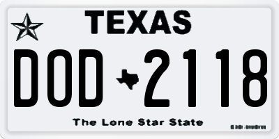 TX license plate DOD2118