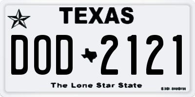 TX license plate DOD2121