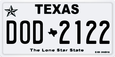 TX license plate DOD2122