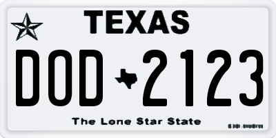 TX license plate DOD2123