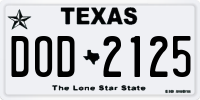 TX license plate DOD2125