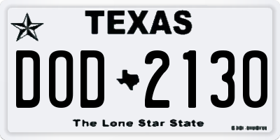 TX license plate DOD2130