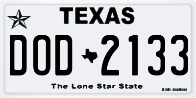 TX license plate DOD2133