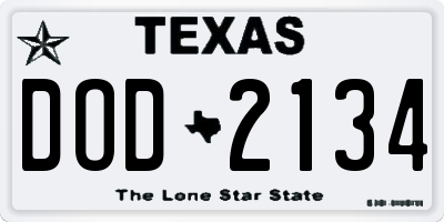 TX license plate DOD2134