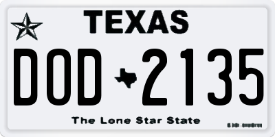 TX license plate DOD2135