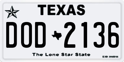 TX license plate DOD2136