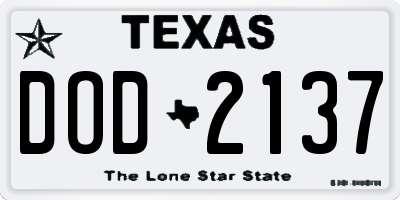 TX license plate DOD2137