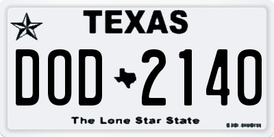 TX license plate DOD2140