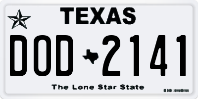 TX license plate DOD2141