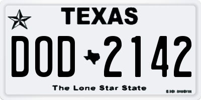 TX license plate DOD2142