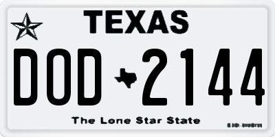 TX license plate DOD2144