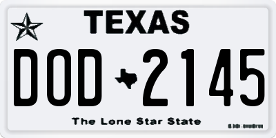TX license plate DOD2145