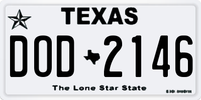 TX license plate DOD2146