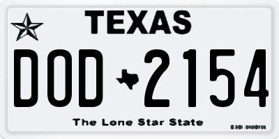TX license plate DOD2154