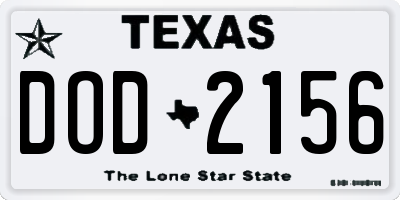 TX license plate DOD2156