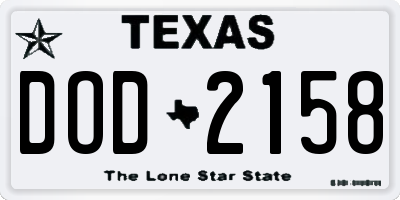 TX license plate DOD2158