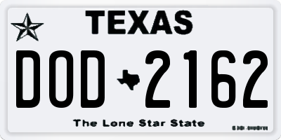 TX license plate DOD2162