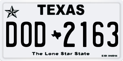 TX license plate DOD2163