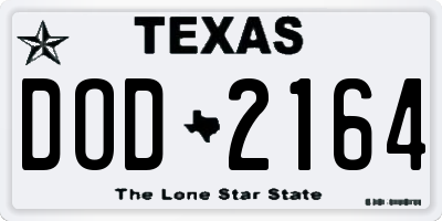 TX license plate DOD2164