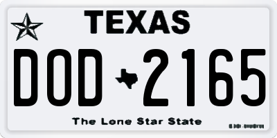 TX license plate DOD2165