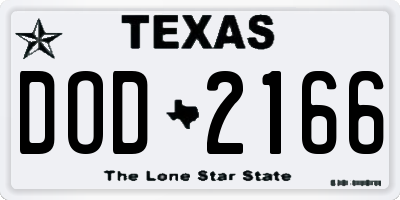 TX license plate DOD2166