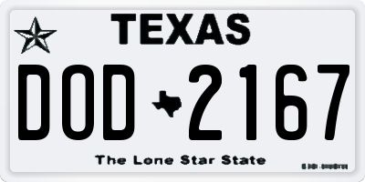 TX license plate DOD2167