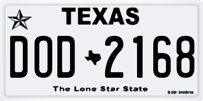 TX license plate DOD2168