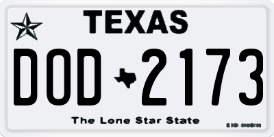 TX license plate DOD2173