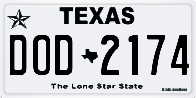 TX license plate DOD2174