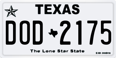 TX license plate DOD2175