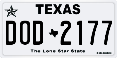 TX license plate DOD2177