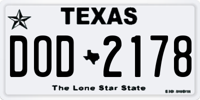 TX license plate DOD2178