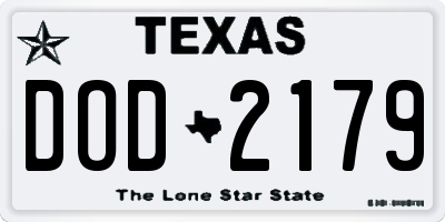 TX license plate DOD2179