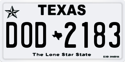 TX license plate DOD2183