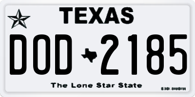 TX license plate DOD2185
