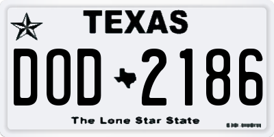 TX license plate DOD2186