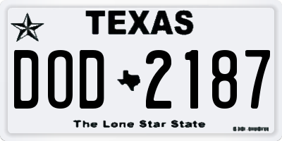 TX license plate DOD2187