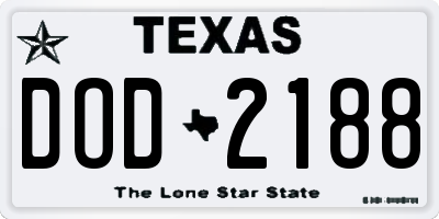TX license plate DOD2188