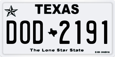 TX license plate DOD2191
