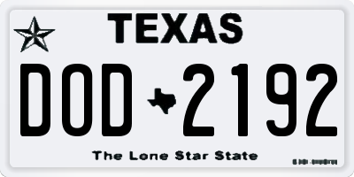 TX license plate DOD2192
