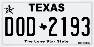 TX license plate DOD2193