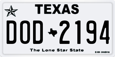 TX license plate DOD2194