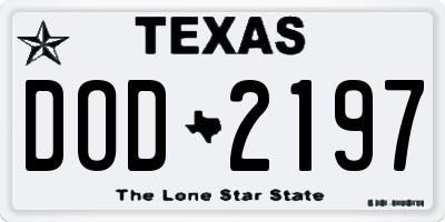 TX license plate DOD2197