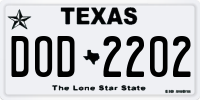 TX license plate DOD2202